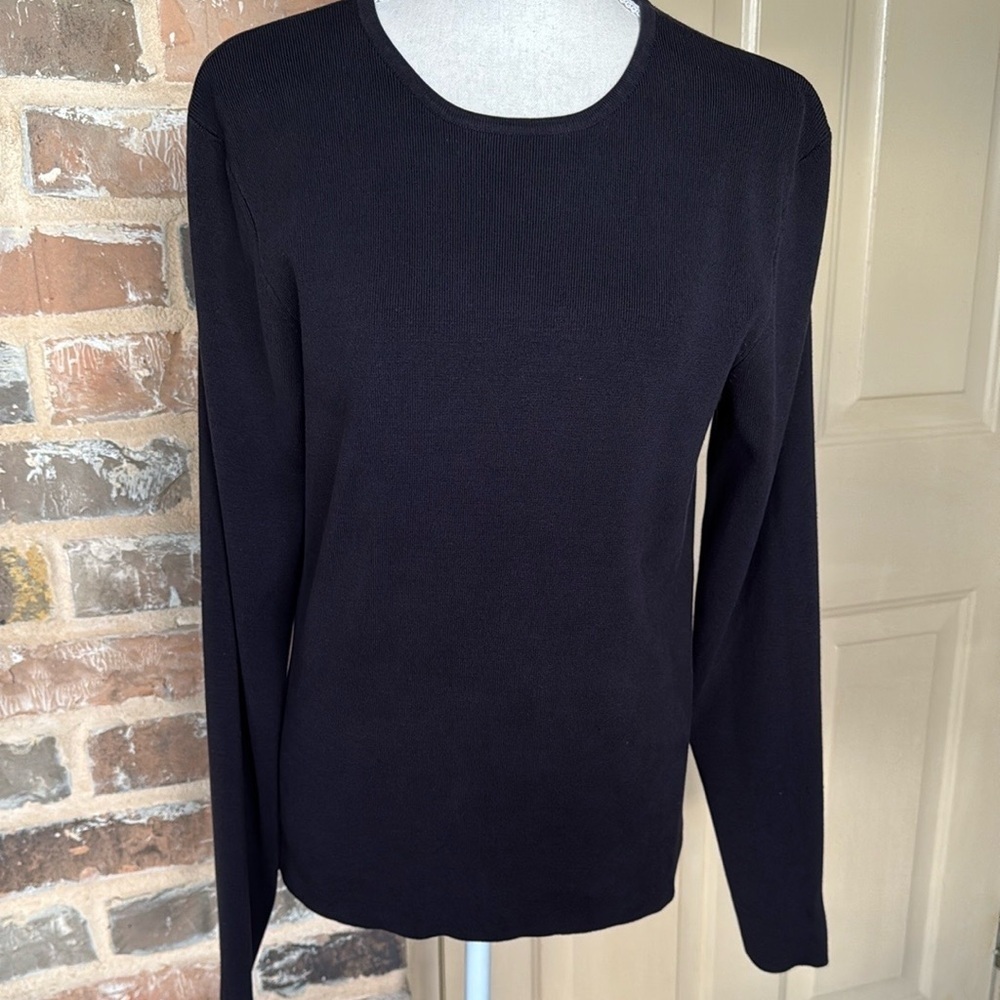 Brooks Brothers Black Silk Blend Crewneck Sweater Timeless Preppy Classic Sz LRG - Picture 11 of 12